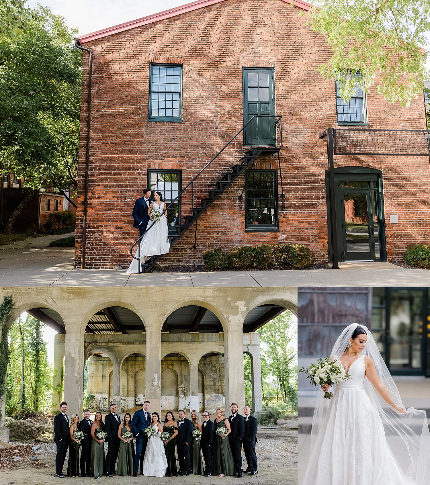 bridal party gathers under bridge by Jen Harvey Photographer