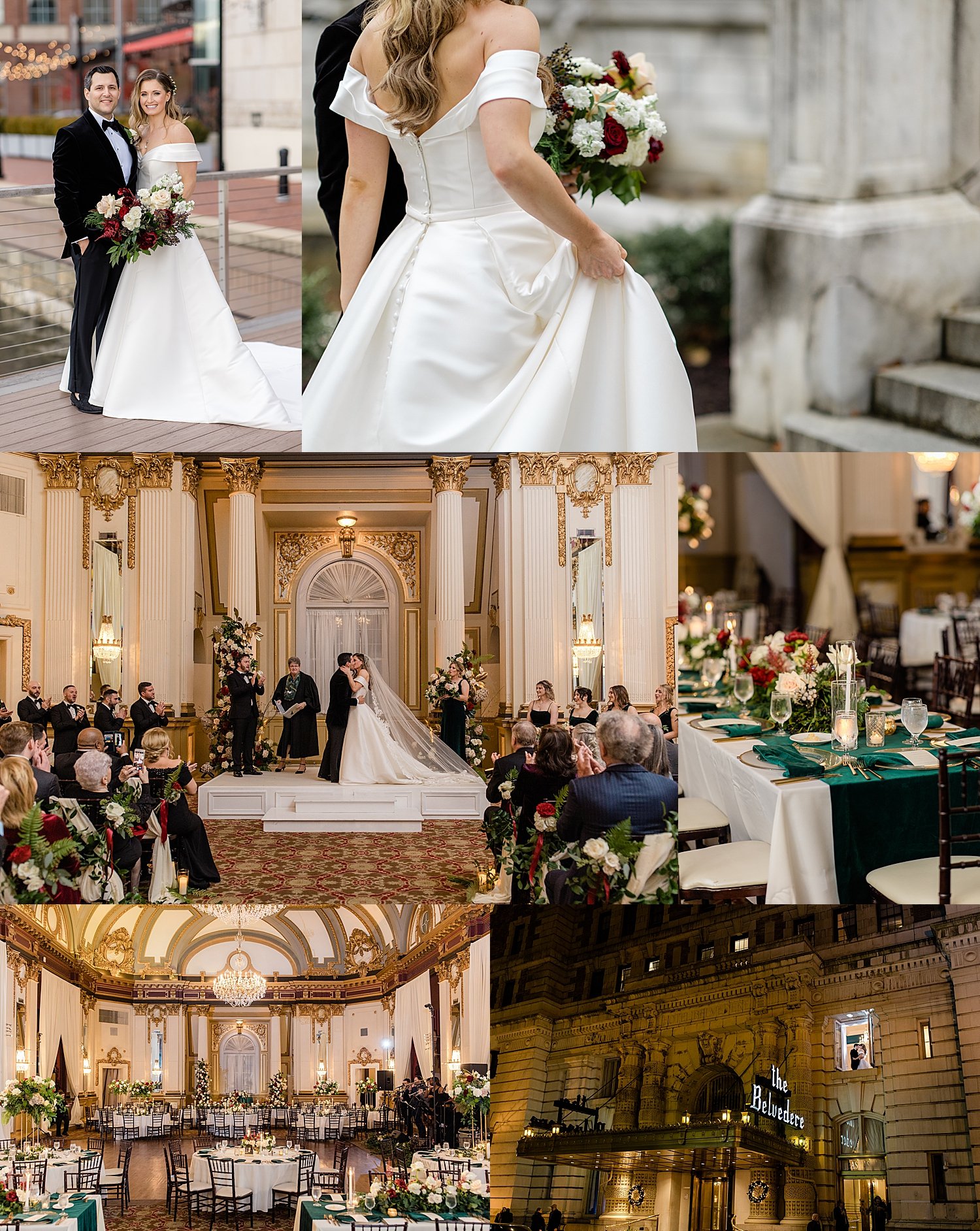 bride and groom stand at ornate alter by Jen Harvey Photography