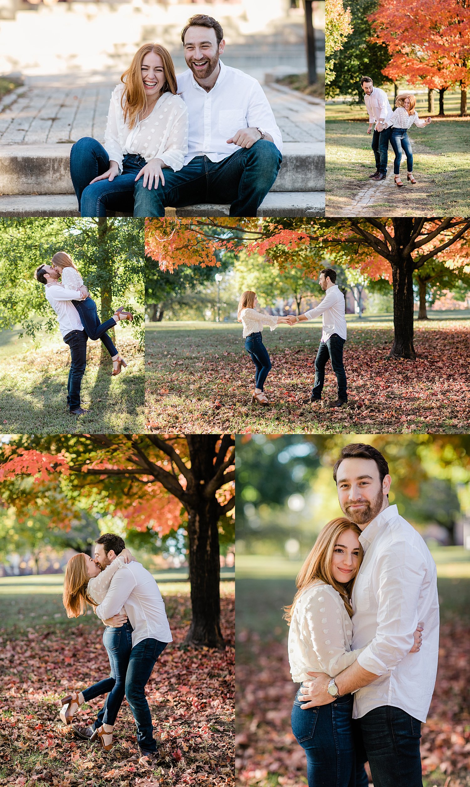 man and woman embrace in fall weather by Jen Harvey Photography