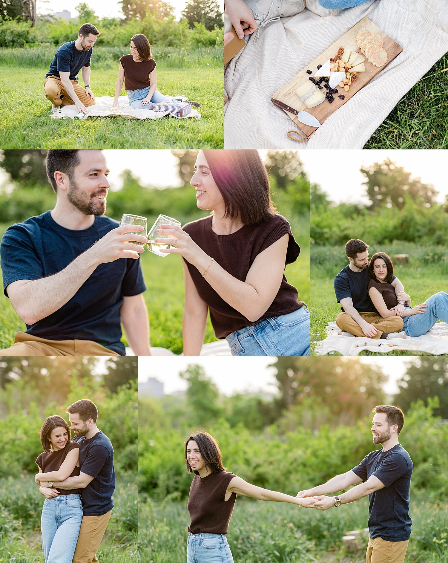 man and woman share cheers on picnic blanket by Jen Harvey Photography