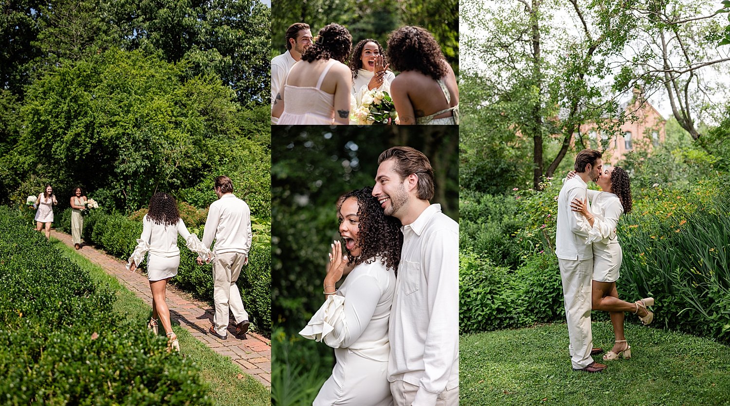 woman shows off her new engagement ring to friends by Jen Harvey Photography