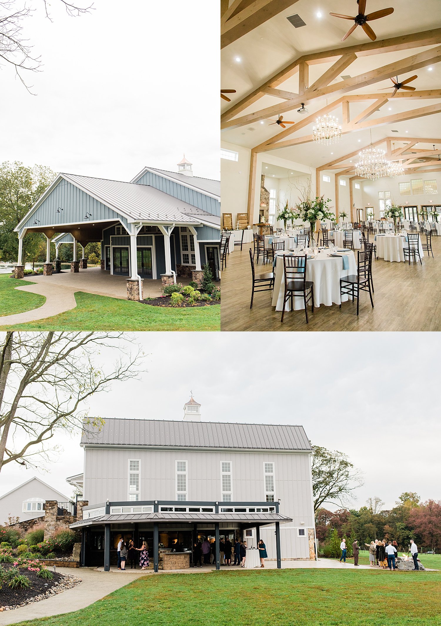 Light and airy reception space set up in big house by Baltimore wedding photographer