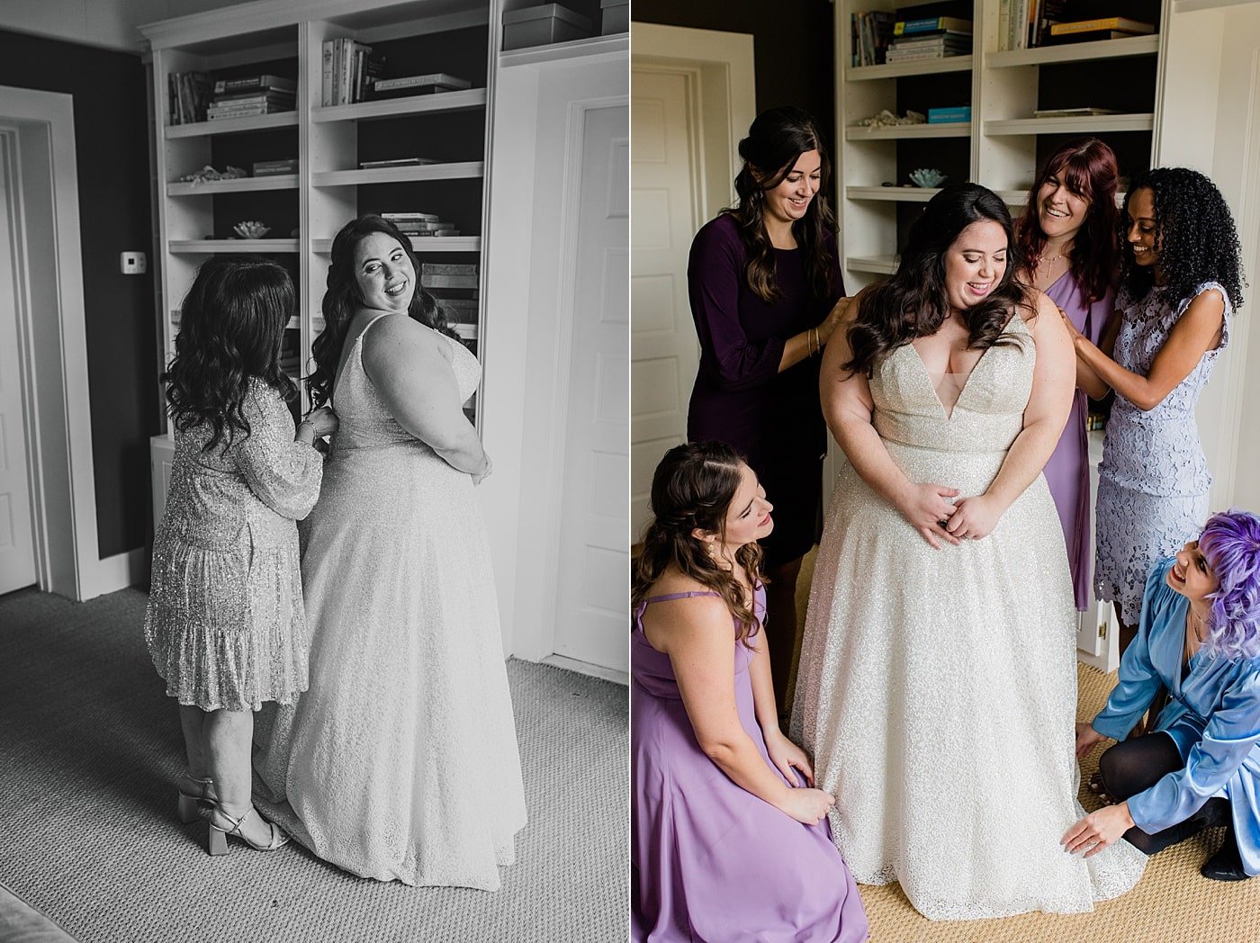 Bride getting ready for Washington DC micro wedding