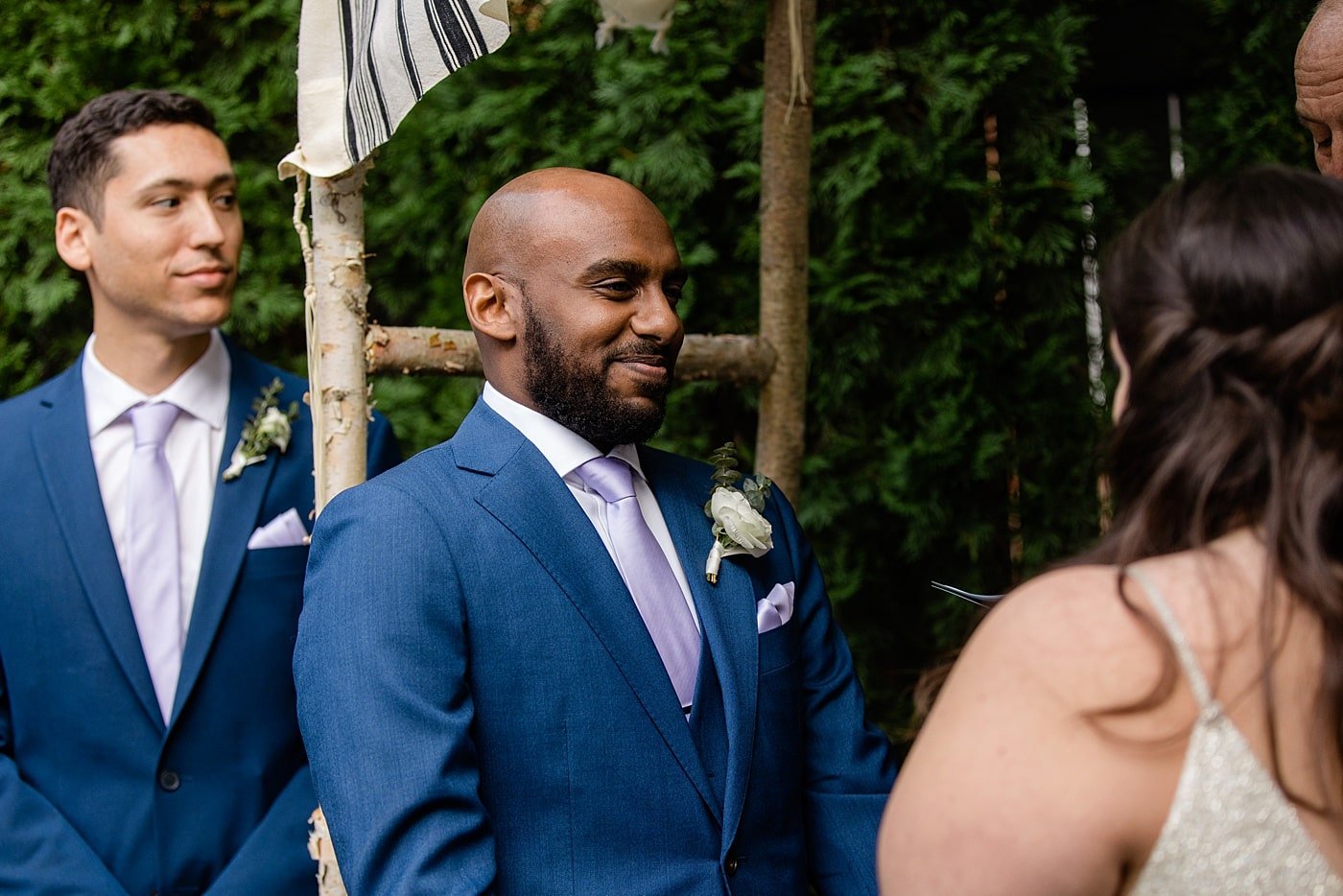 Intimate backyard wedding ceremony on Washington DC wedding day