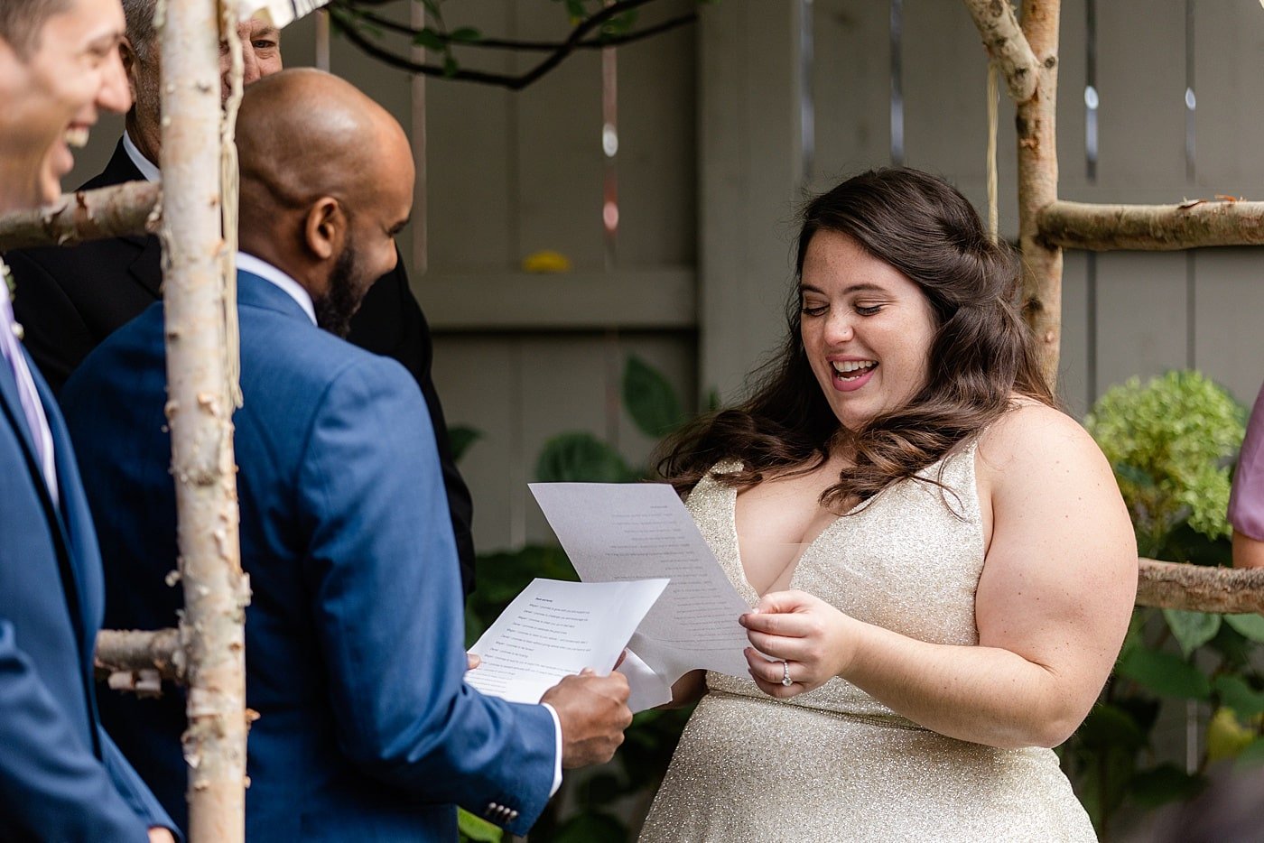 Intimate backyard wedding ceremony on Washington DC wedding day