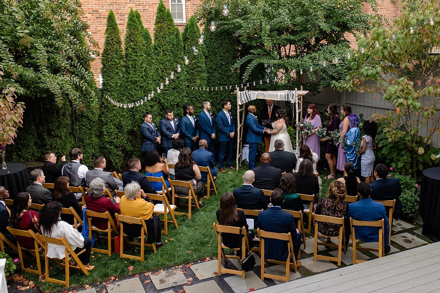Intimate backyard wedding ceremony on Washington DC wedding day
