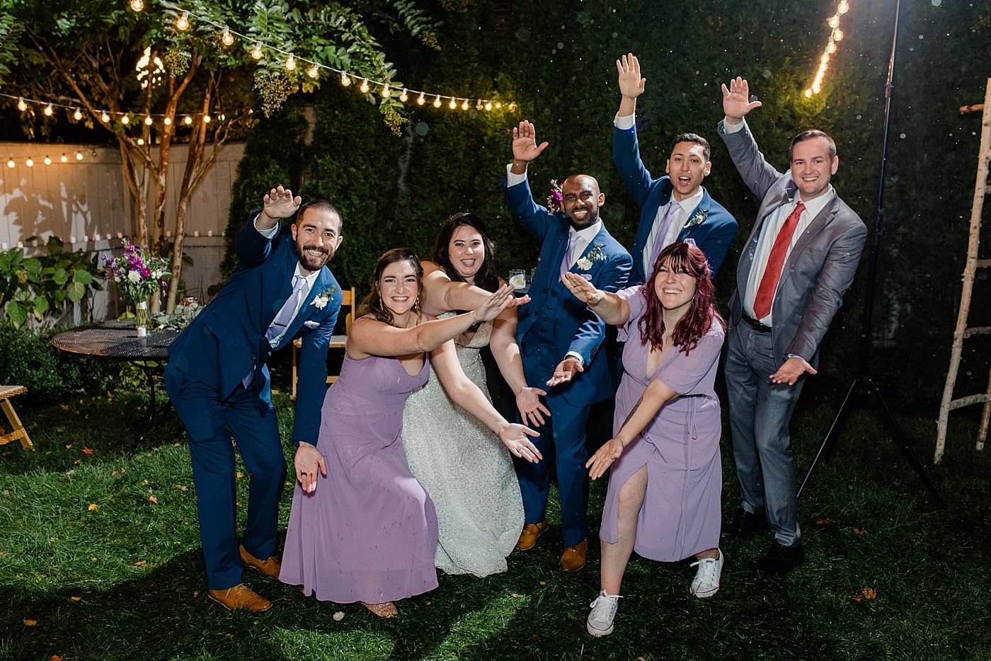 Intimate backyard wedding reception on Washington DC wedding day