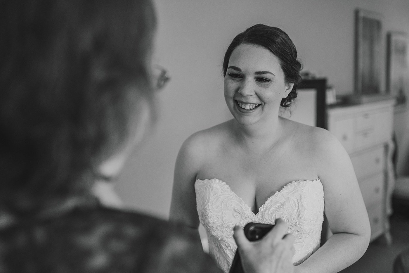 Bride getting ready on her wedding day