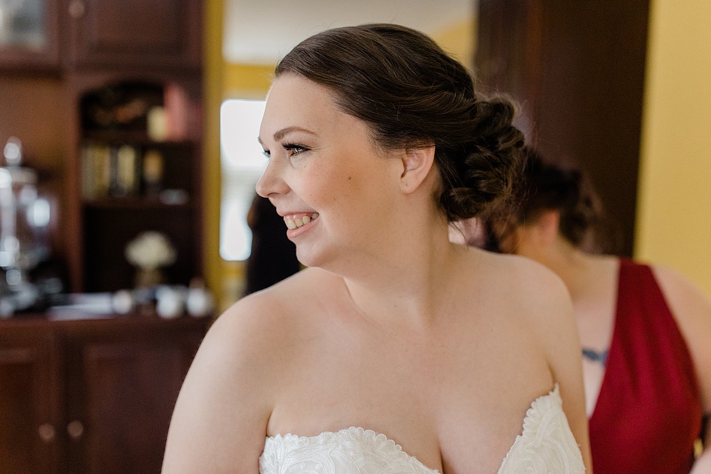 Bride getting ready on her wedding day