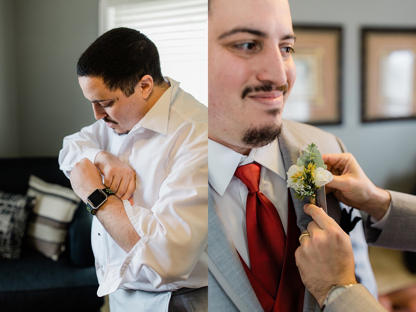 Virginia groom getting ready on her wedding day