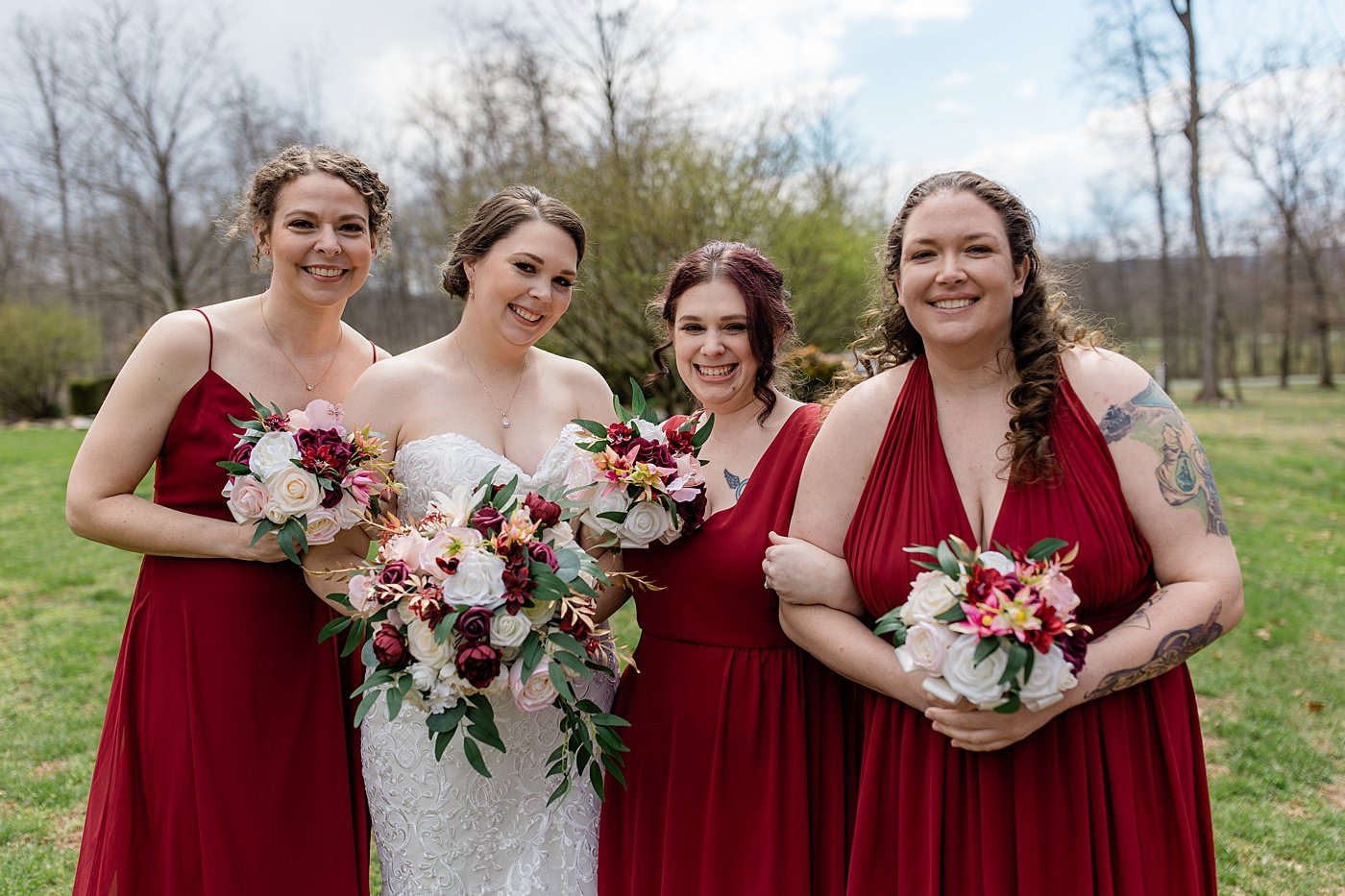Winery wedding bridal party colors