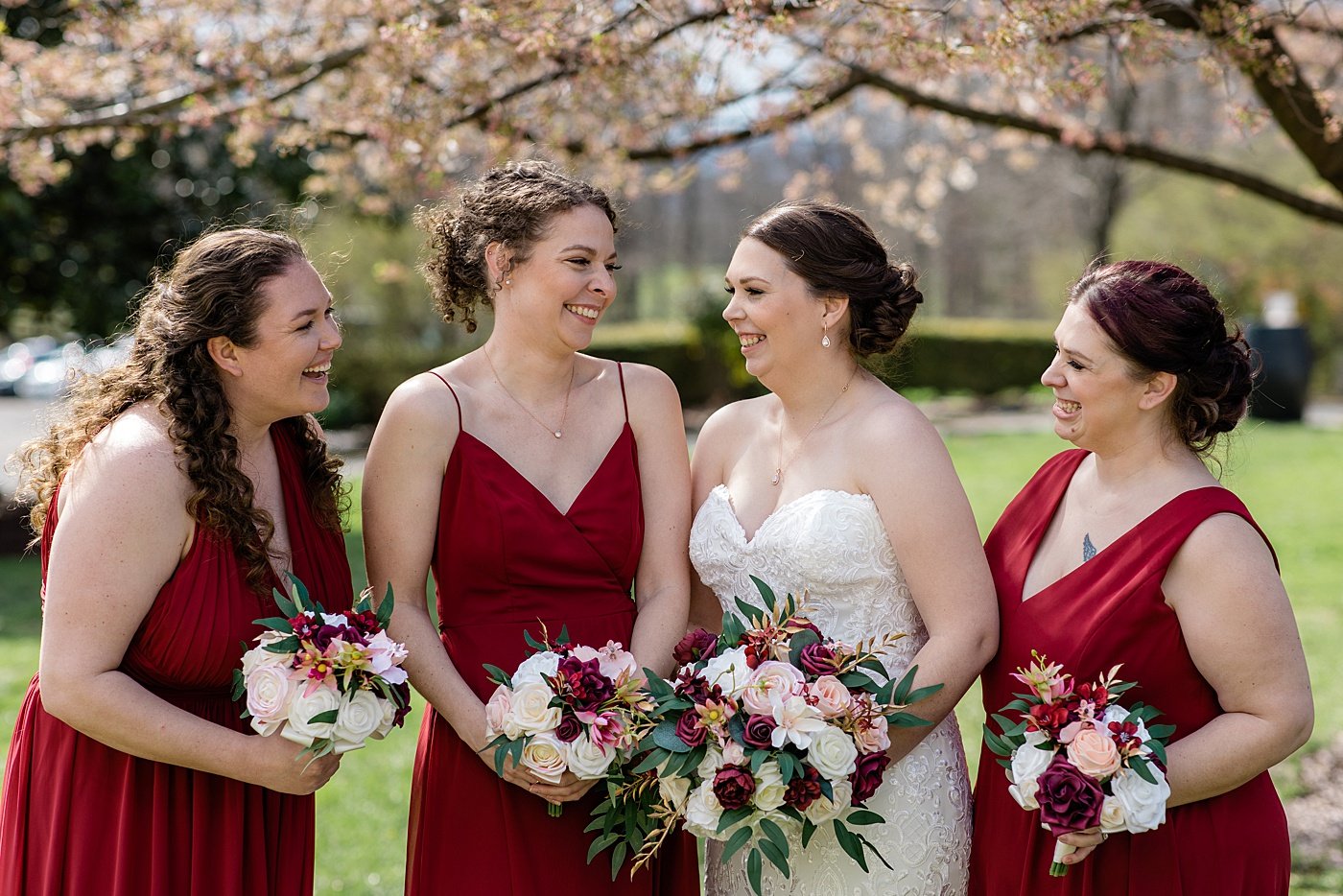 Winery wedding bridal party colors